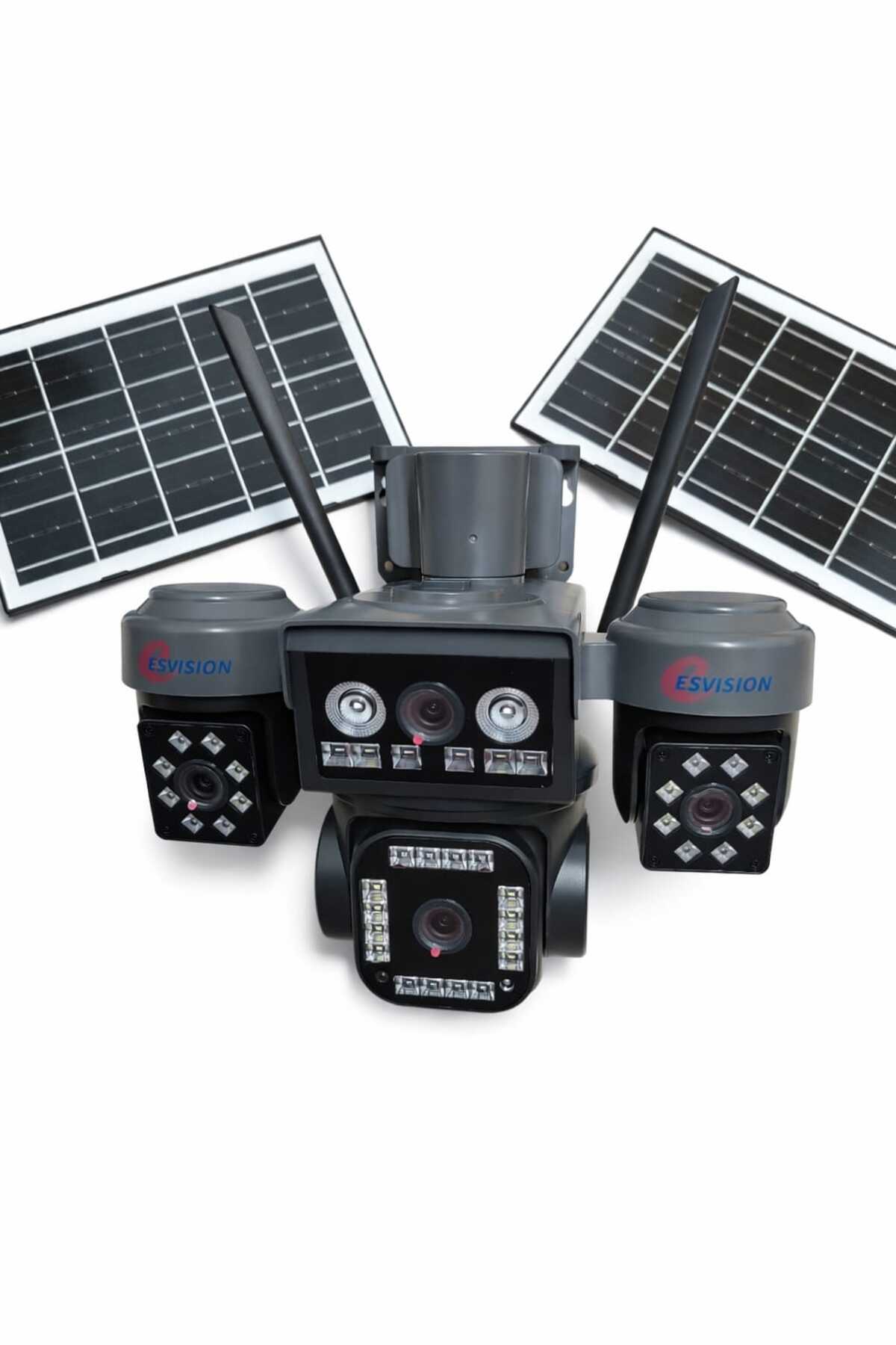 Es Vision 5746 Çift Solar Panelli 4 Lensli Kablosuz Dış Mekan Güvenlik