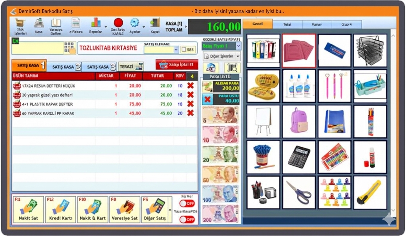 DEMİRSOFT KIRTASİYE HIZLI SATIŞ VE STOK TAKİP PROGRAMI