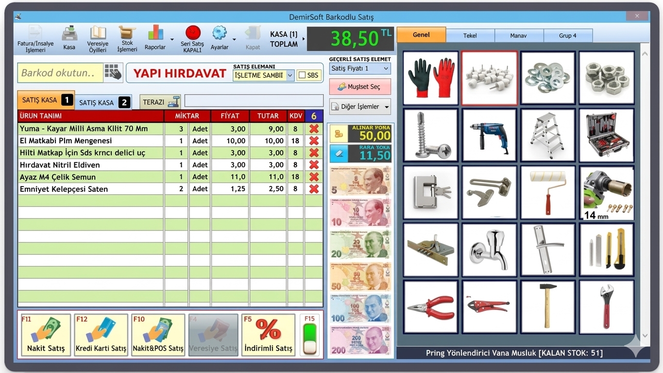 DEMİRSOFT HIRDAVAT HIZLI SATIŞ VE STOK TAKİP PROGRAMI